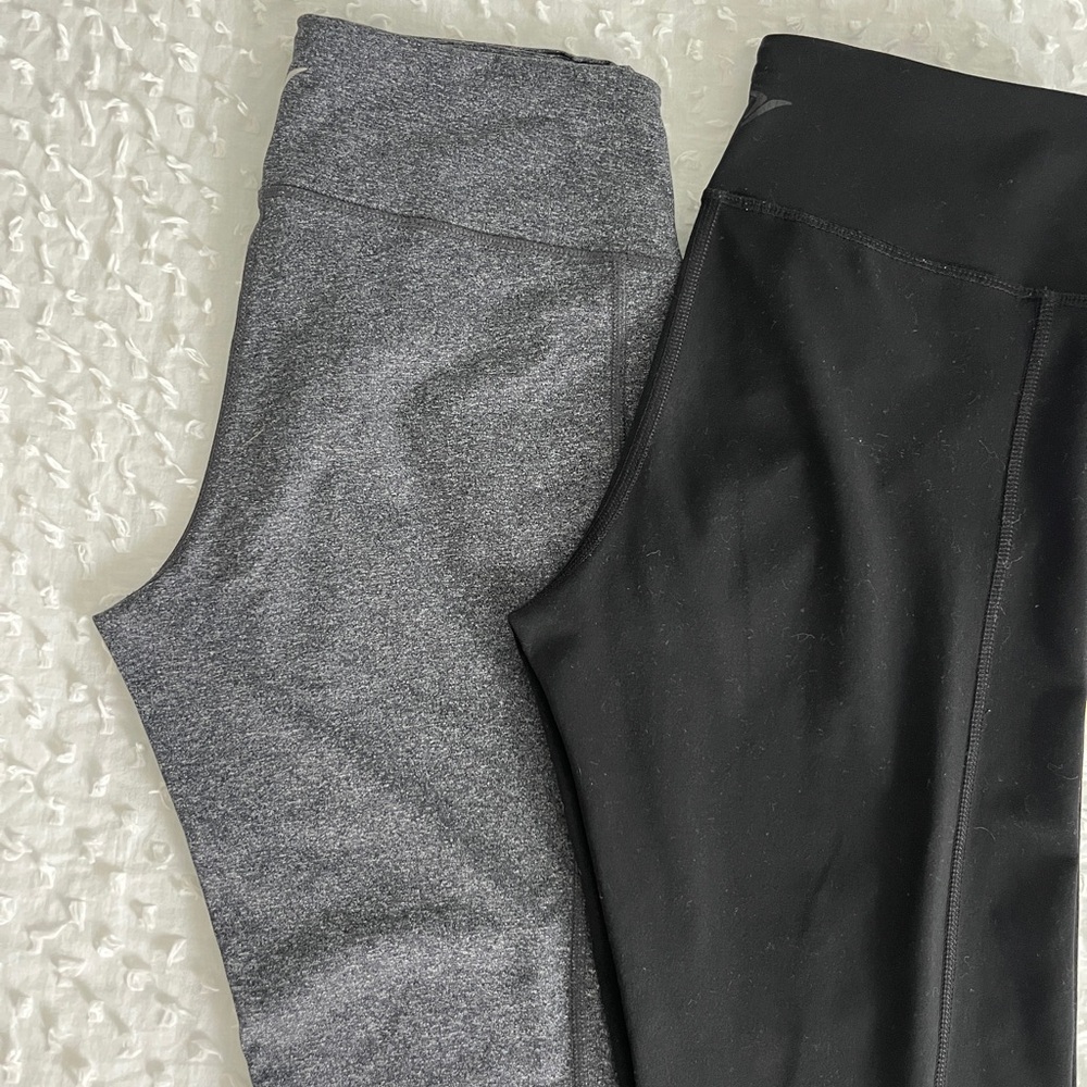 Old Navy Black and Gray Leggings Stretchy Athletic Style
